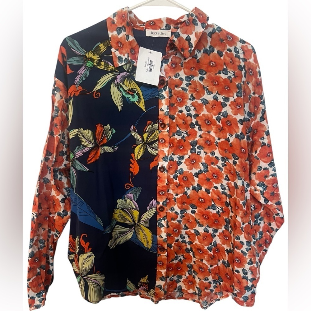 Bucketlist Multicolored Top - Size Small, NWT!